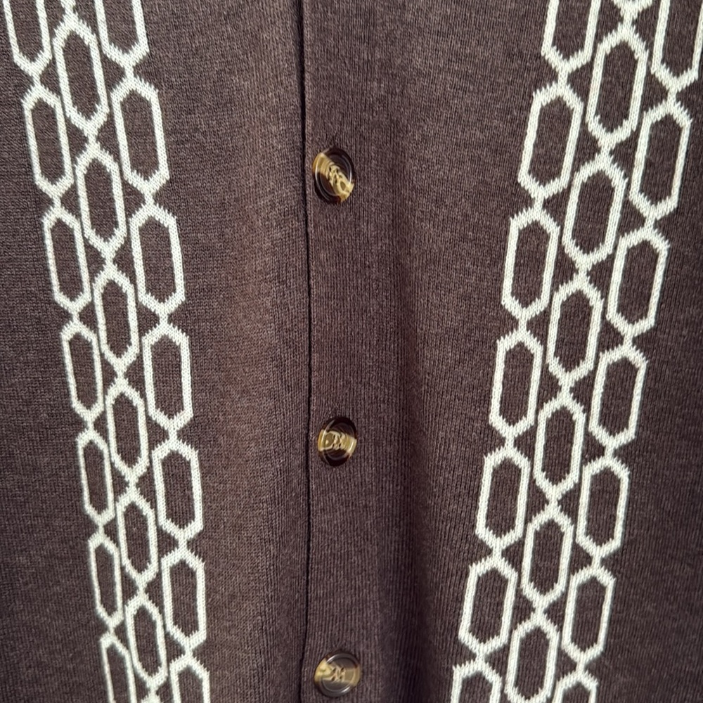 PacSun Brown Jacquard Knit Button-Up Shirt - Size Medium - NEW - Picture 6 of 11